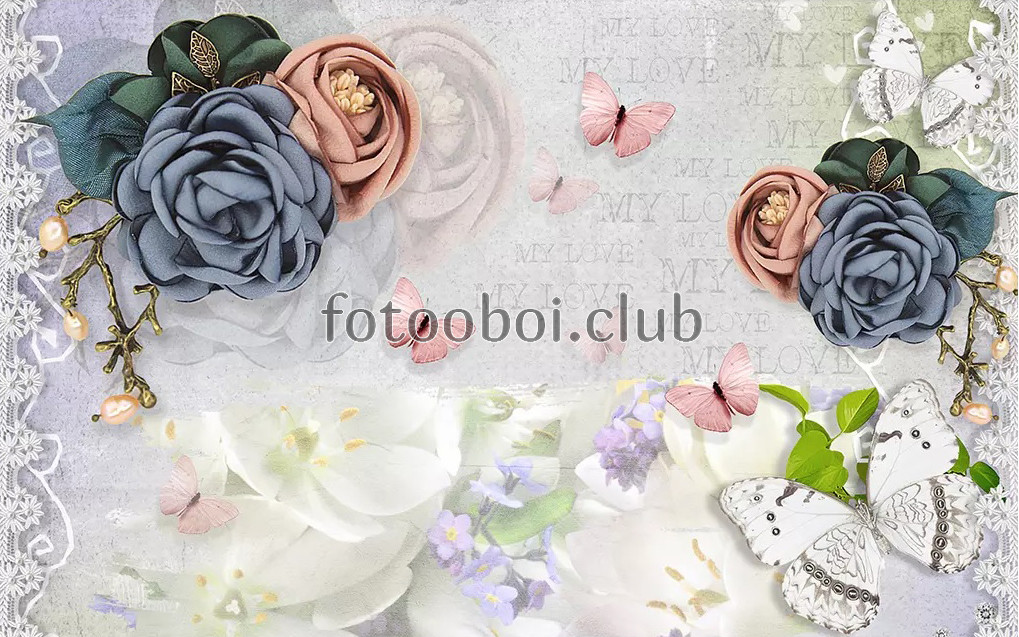 цветы, узор, дизайнерские, 3д, 3d